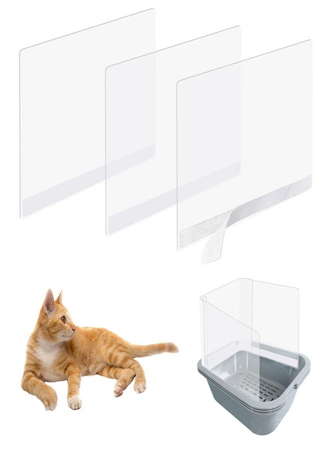Sadoia 3 Pcs Cat Litter Box Splash Guard Pee Shields - Anti-Splashing Reusable High Sided Cat Toilet Training Kit for Open Top Litter Pan - Image 1